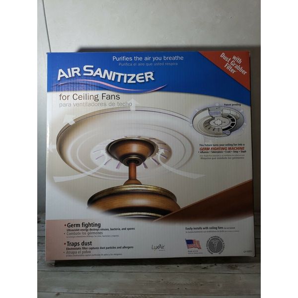 NEW LuxAir AIR SANITIZER Purifier For Ceiling Fans LX-10CP-1~Traps Dust