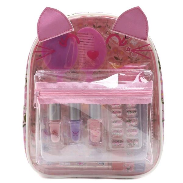 Wonder Nation Cat Mini Backpack with Assorted Beauty Accessories, 100-Piece