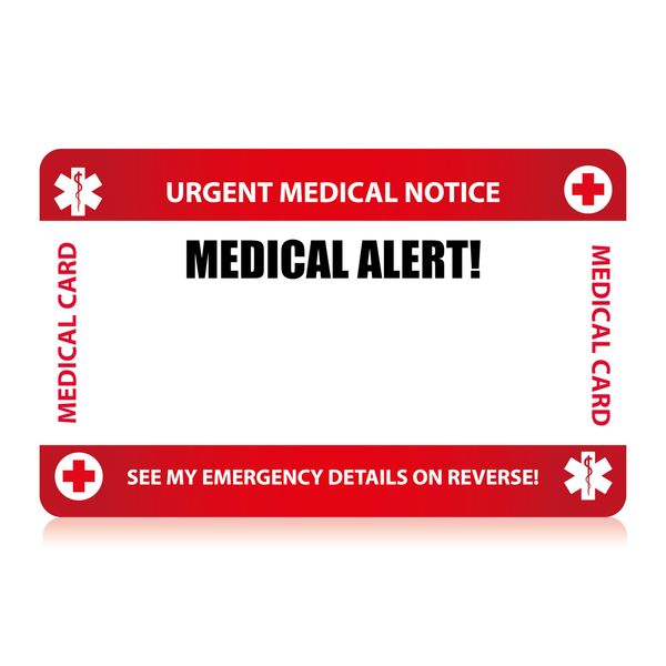 Your Medical Condition Card with Writable Panel and Patterned Lanyard, Emergency Contact Card