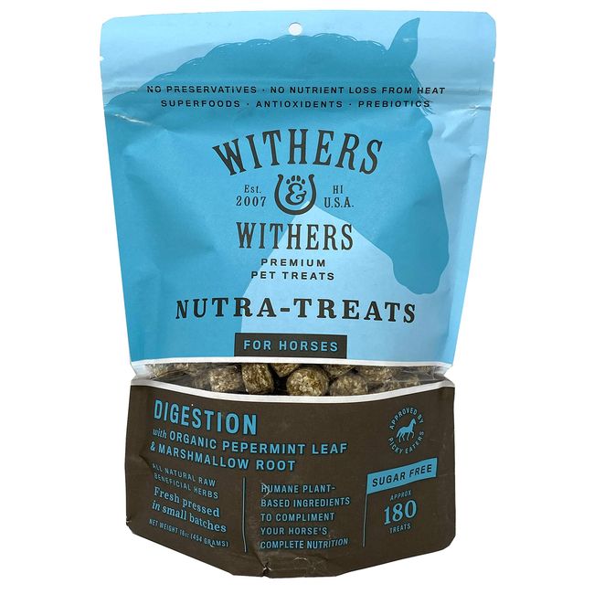 Withers & Withers Sugar-Free Horse Treats – Organic Peppermint, Marshmallow with Oat Bran Horse Cookies, Goat Treats 16 Oz – Humane Plant-Based Ingredients