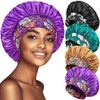 4 Pack Satin Bonnet Silk Bonnet for Sleeping, Bonnets for Black Women Hair Bonnet for Sleeping Silk Sleep Cap, Wide Soft Band Bonnet for Curly Hair