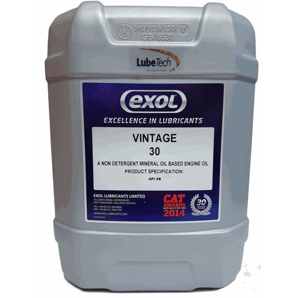 EXOL SAE 30 ENGINE OIL NON DETERGENT 20L FOR CLASSIC & VINTAGE ENGINES