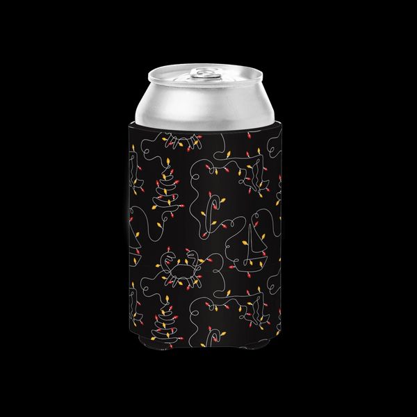 Maryland Christmas Lights Icons (Black) / Can Cooler - Black / 10/$6 Each