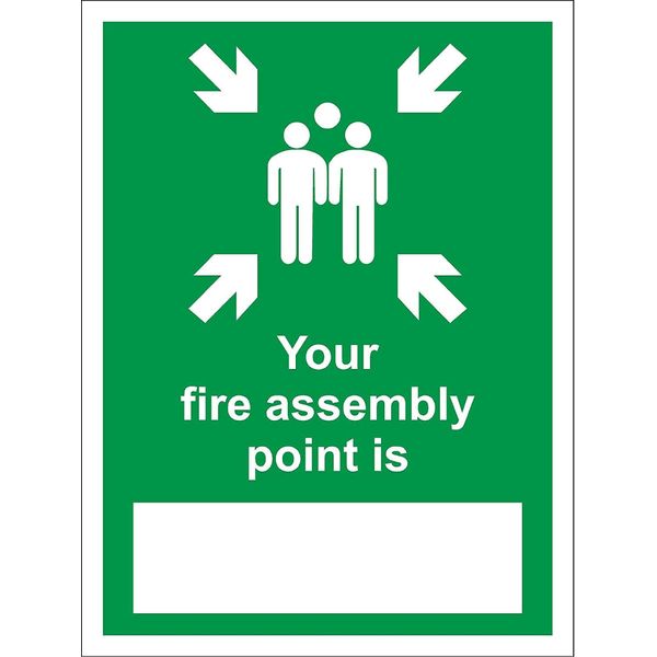 Your Fire Assembly point is emergency evacuation Safety sign - 1.2mm Rigid plastic 300mm x 200mm