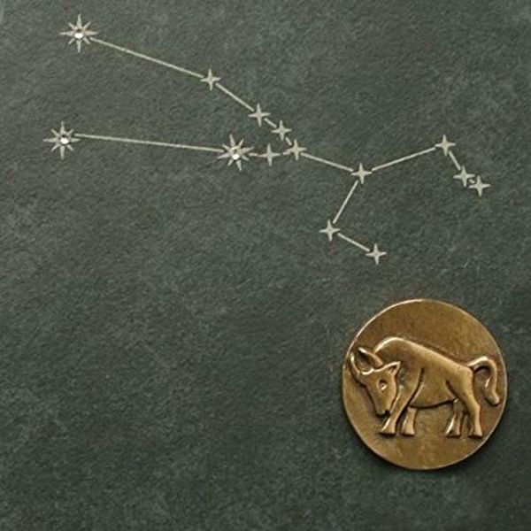 Slate Relief with Bronze Star Sign Taurus, 14.5 x 14.5 CM