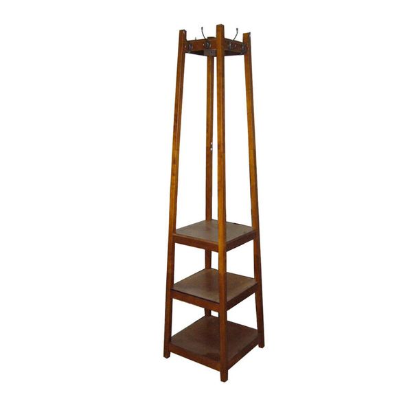 3 tier tower shoe/ coat rack combination brown finished