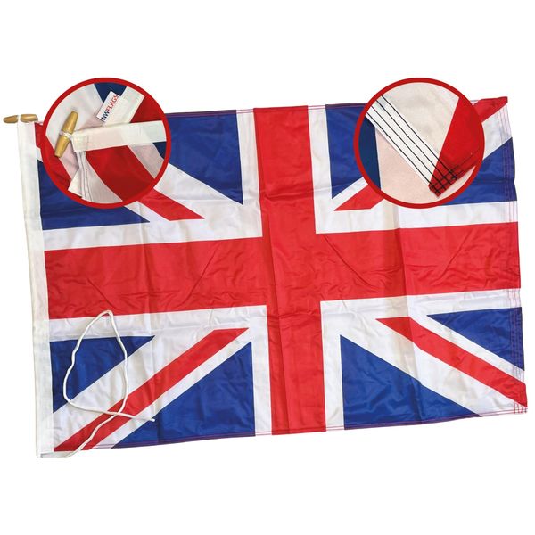 NWFlags Union Jack Flag 150gsm Nylon Rope & Toggle 3ft x 2ft for Professional Flagpole…