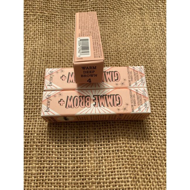 Benefit Gimme Brow + Volumizing Fiber Gel #4 WARM DEEP BROWN, 3 Travel Sizes