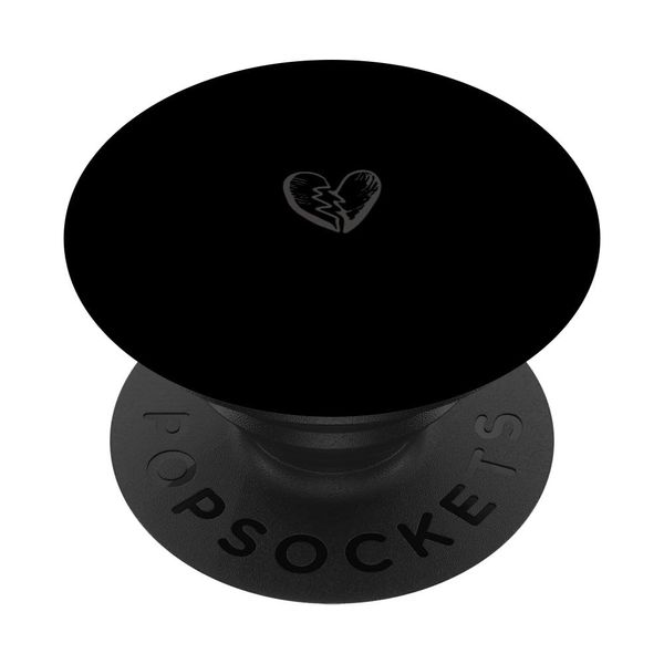Gray Black Hand Drawn Broken Heart PopSockets Swappable PopGrip