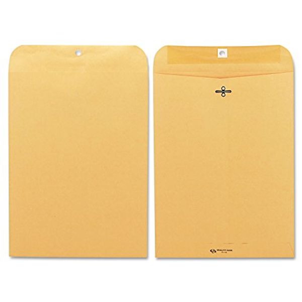 Quality Park 9 x 12 Clasp Envelopes with Deeply Gummed Flaps, Great for Filing, Storing or Mailing Documents, 28 lb Brown Kraft, 100 per Box (QUA37890)