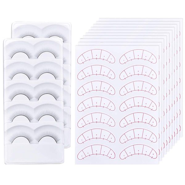 Eyelash Training Kit for Mannequin Head, 70 pairs Eyelash Training Strips Eyelash Practice Pads, 10 Pairs Self Adhesive Training Lashes Practice Eye Lash for Teaching Eyelash Extensions