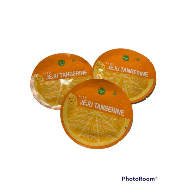 3 pack Hallyu JeJu Tangerine Sheet Mask, Softens Brightens Calms. A4