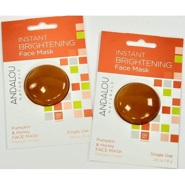 2 Pack - ANDALOU NATURALS Instant Brightening Pumpkin & Honey Face Mask 8 g