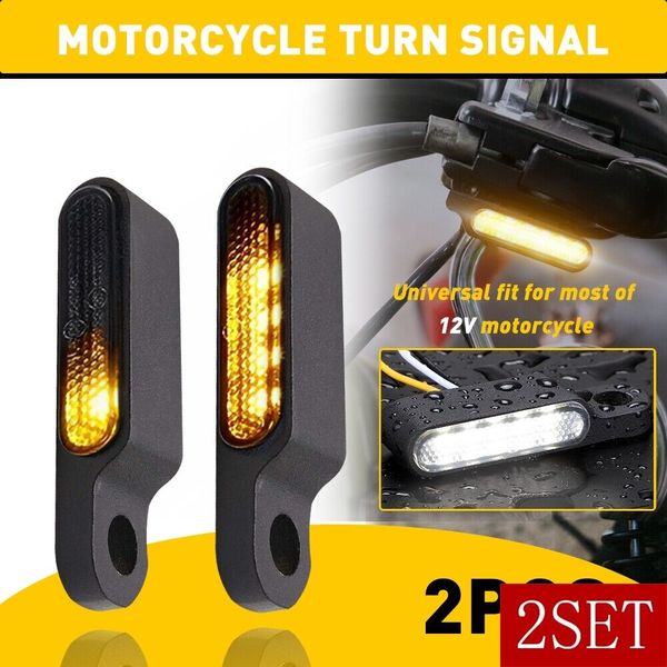2SET Mini Motorcycle Chrome LED Turn Signals Blinker Lights Amber For Motorcycle