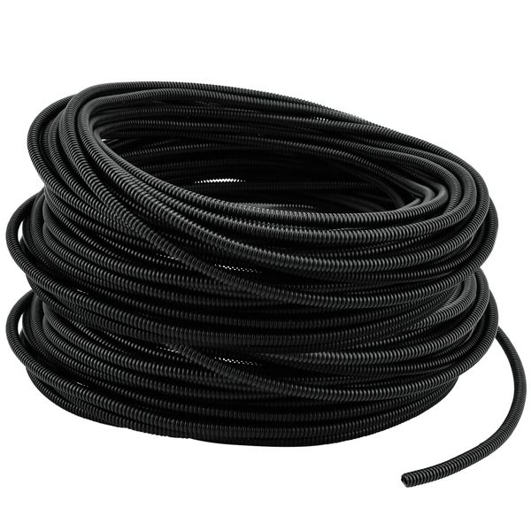 JEUIHAU 82Ft Corrugated Wire Tube, 3/10 Inch Dia Wire Loom Split Tubing Hose Cable Wire Protector Polyethylene Flexible Cover Conduit Pipe, Black