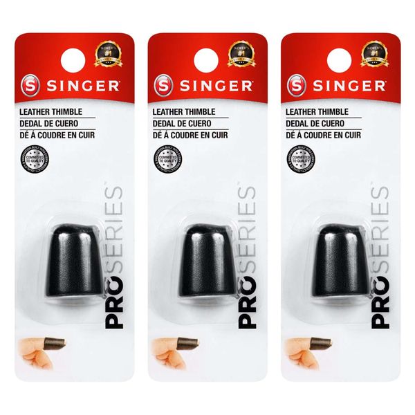 SINGER 54389 ProSeries Leather Thimble, Black (3-Pack)