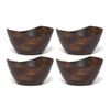 Lipper International Walnut Finish Small Wavy Rim Bowls Set of 4