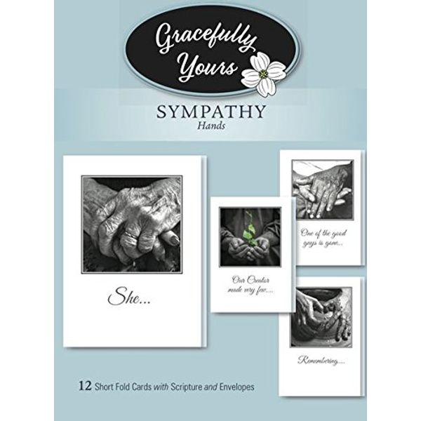 Gracefully Yours Sympathy Cards Using Hands Greeting Cards, 12, 4 Designs/3 Each with Scripture Message