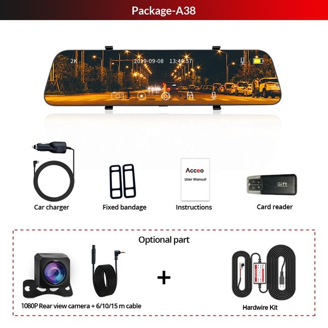  2.5K 12 inches UHD Mirror Dash Cam Front and Rear Camera, GPS  Rearview Mirror Camera for Cars & Trucks with IPS Touch Screen, Enhanced  Night Vision, Waterproof Backup Camera, Emergency Lock