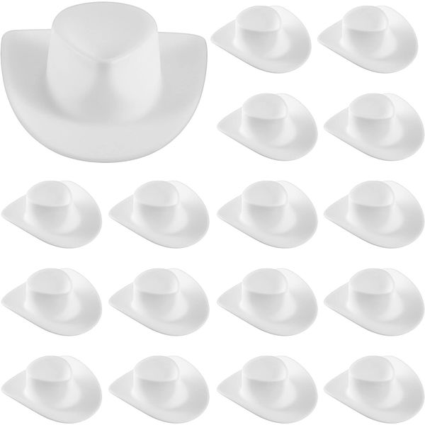 Zhanmai 40 Pieces Plastic Mini Cowboy Hat Cowgirl Hat for Crafts Western Hat Miniature Cute Doll Hat Tiny Party Hat Doll Party Accessories for Shooters Pretend Play Dollhouse Decorations(White)