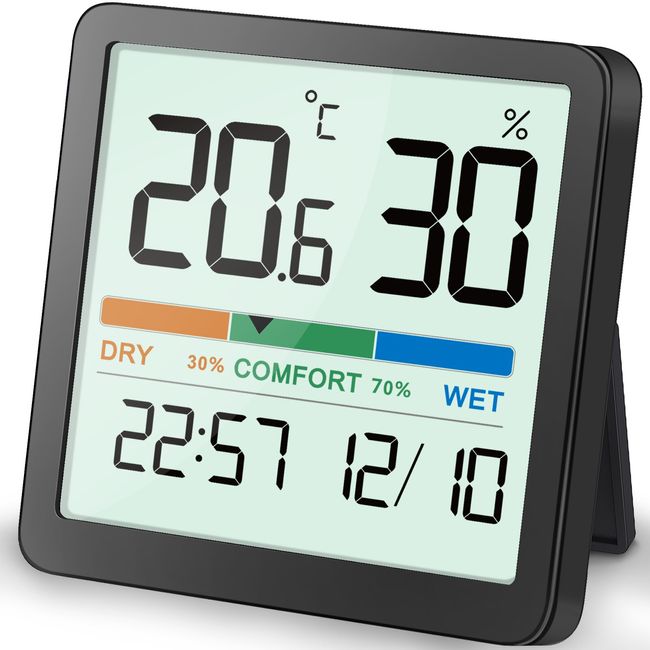 Mini Electronic Thermometer, Hygrometer, Magnetic, Adhesive, Lcd