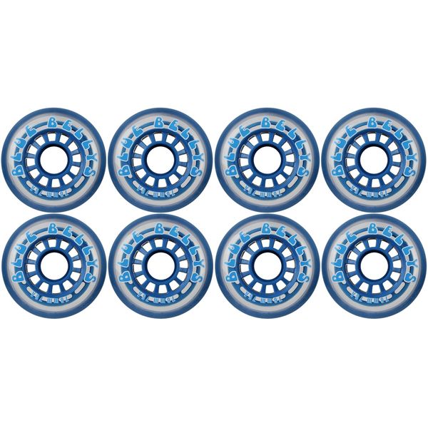 Blue Bellies 8 Inline Skate Wheels 76mm 78a, Clear/Blue