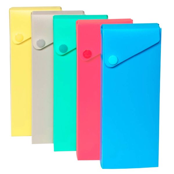 1InTheOffice Sliding Pencil Case Box with Button Snap, Slider Pencil Case, 4 pack