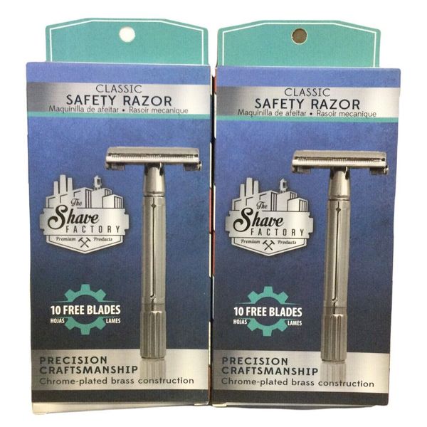 Double Edge Shaving Safety Razor with Free 10 Blades- 2Pack