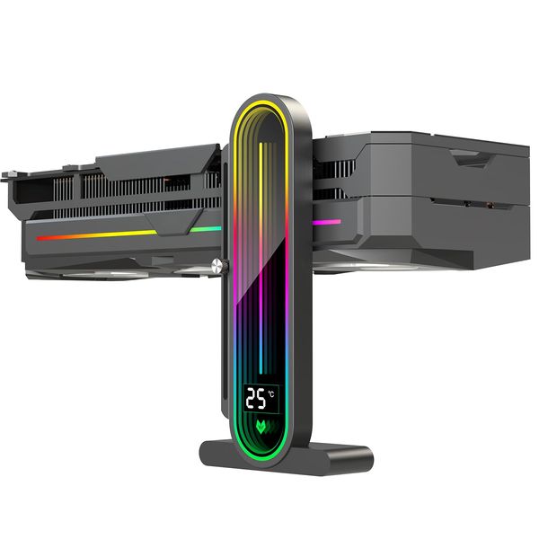 GPERHUAN ARGB GPU Support Bracket, Universal GPU Bracket with Temperature Display, Graphics Video Card Brace with Height Adjustable