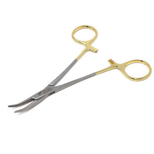 Surgical Mosquito Forceps 5" Hemostat Curved Dental Instruments Gold Handle