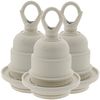 (3 Pack) Edison Screw (E27 / ES) Lampholder (Light Bulb Socket) in White Thermoset Plastic (Bakelite) with Shade Ring and Deco Styled Chain Loop