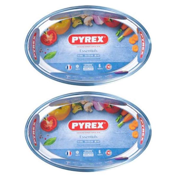 Pyrex Microwave Safe Classic Oval Roaster 21x13cm Transparent (Pack of 2)