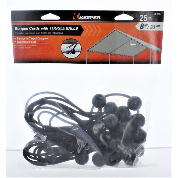 Keeper 06345 8" Canopy Bungee Cords With Toggle Balls