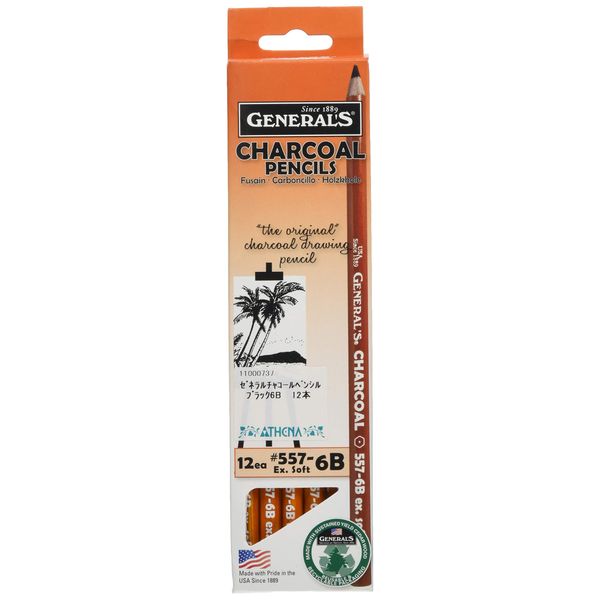 General Charcoal Pencil 557-6B Box of 12