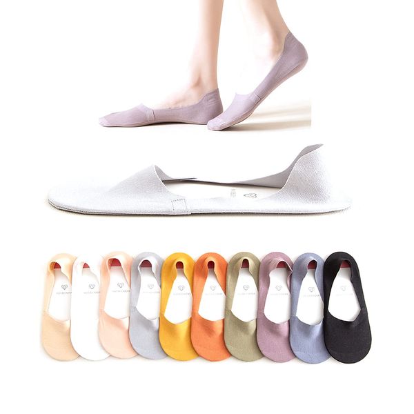 fidragon 5 to 8 Pairs No Show Socks Low Cut Women Invisible for Flats and Dress Shoes Liner Socks with Non-Slip Heel Grips (8 Pairs Random)