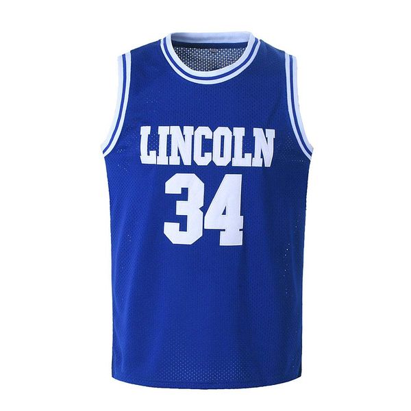 BOROLIN Jesus Shuttlesworth Shirts 34 Lincoln High School Basketball Jersey (Blue, X-Large)