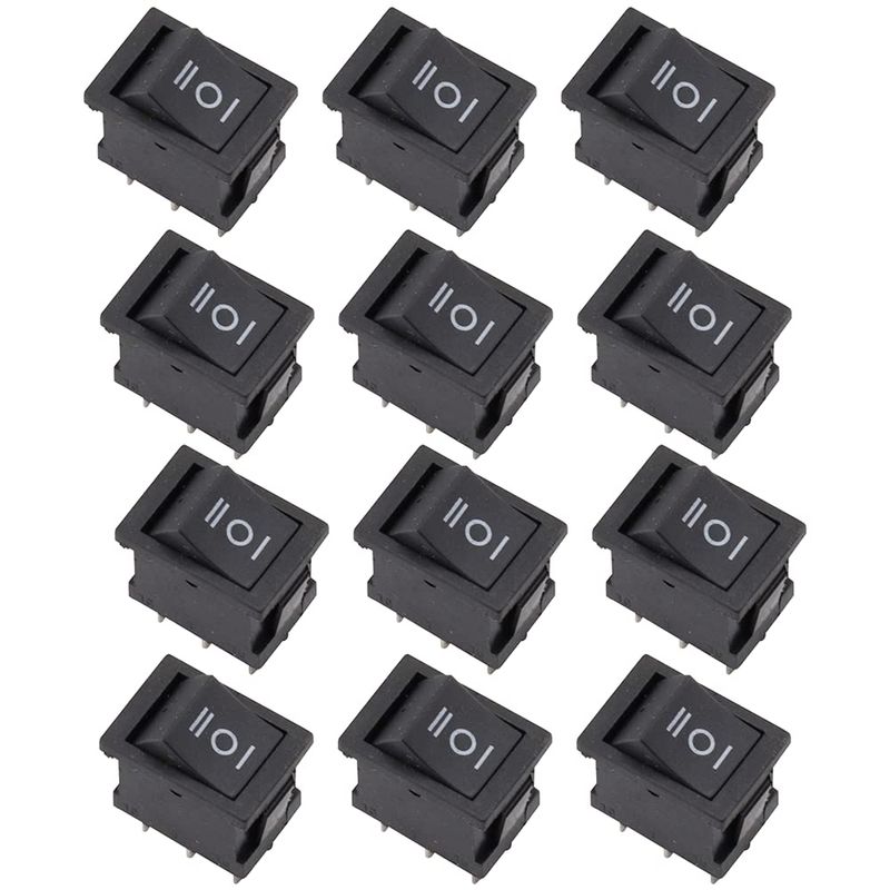 Interrupteur à Bascule Bateau 6A/250V – 10A/125V, 3 Bornes, ON/OFF, 21x15mm, Noir