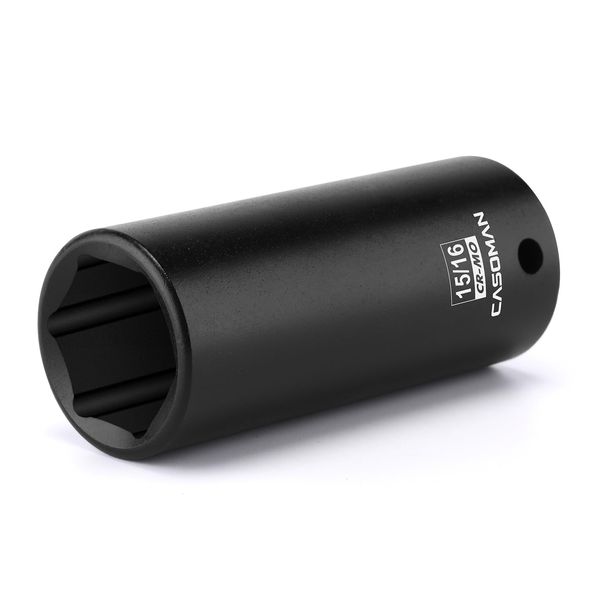 CASOMAN 1/2" Drive x 15/16" Deep Impact Socket, 6-Point, SAE, CR-MO