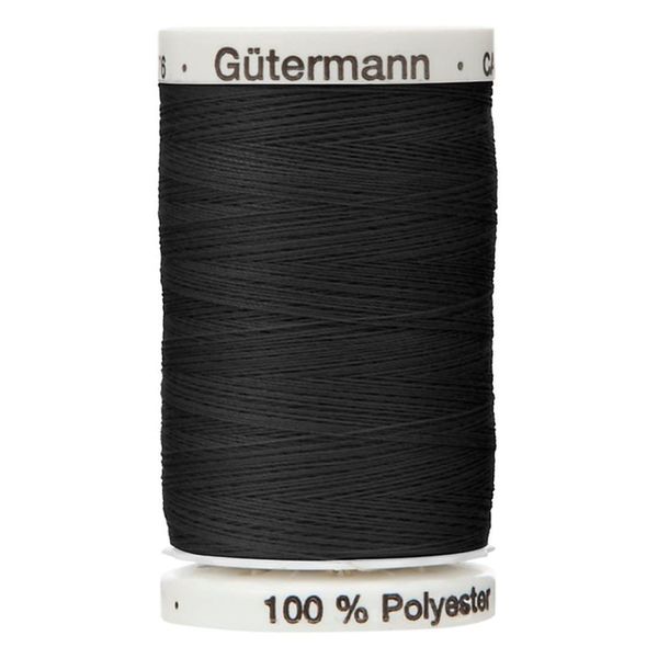 Black Colour 000 Gutermann Top Stitch Sewing Thread Extra Strong Thick Polyester Upholstery Jeans Denim Button Stitch (1 x 30 Meter Spools)