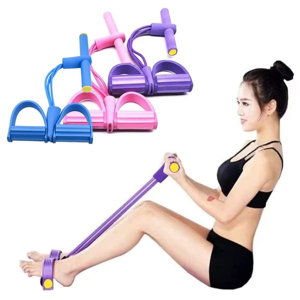 Multifunction Resistance Training 4 Tube Home Gym Equipment Ankle Puller Tension Rope Sit-up Bodybuilding Expander Workout Bands for Women/Men