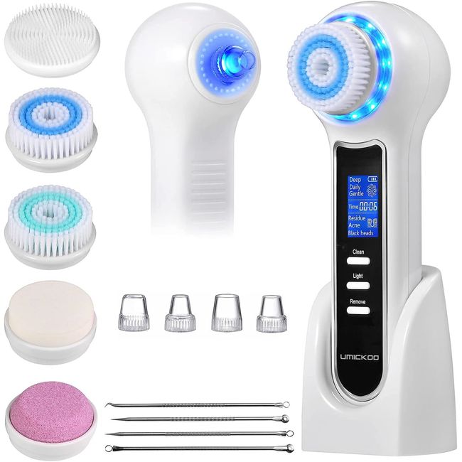 UMICKOO Facial Cleansing Brush,Rechargeable Face Scrubber with LCD Screen,IPX7 3