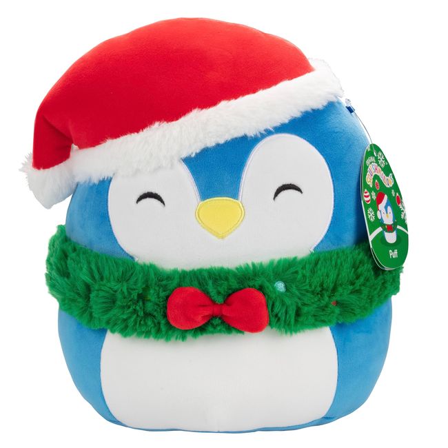 Squishmallows 10" Puff The Penguin Christmas Plush - Official Kellytoy - Collectible Soft & Squishy Penguin Stuffed Animal Toy - Add to Your Squad - Gift for Kids, Girls & Boys - 10 Inch