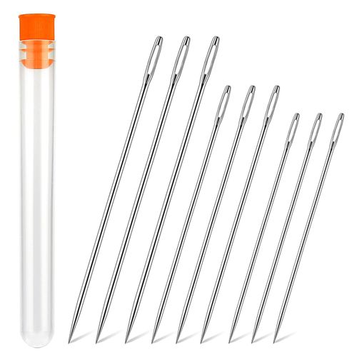 WONVOC Long Sewing Needles, 9 Pcs & 3 Sizes-4.9/5.9/6.9'' Stitching Needles, Hand Sewing Needles for Stitching and Crafting Projects, Carpet, Cushion, Curtain