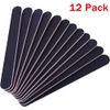 BANSHAN 12 PCs Professional Nail Files Double Sided Emery Boards 100/180 Grit, Fingernail Files for Natural/False Nails, Nail Styling Set for Home and Salon Use - Black