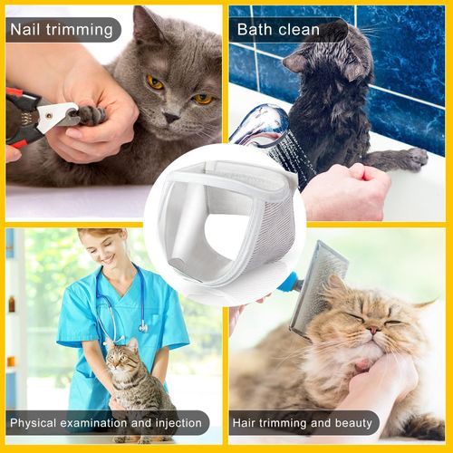 Cat Muzzle for Grooming, Transparent Cat Mouth Muzzle for Nail Trimming, Anti-Biting Breathable Cat Helmet, Adjustable Kitten Mask for Treatment Recovery Pet Puppy Hood Prevent Scratching Biting
