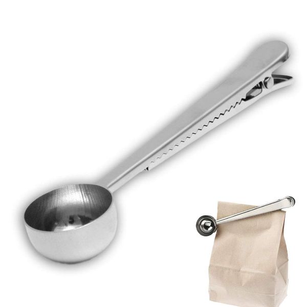 7Inch Coffee Scoop with Bag Clip,Coffee Spoon Measuring,for Ground Coffee and Beans,Stainless Steel