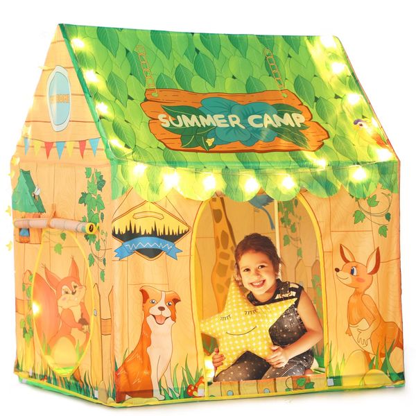 SweHouse Kids Play Tents for Boys Tent for Kids Indoor and Outdoor Tent Boys and Girls Toys Children Indoor Playhouse for Kids Gifts for Christmas Birthday (Forest House Tent with Lights)¡­