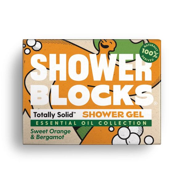 Shower Blocks - Sweet Orange &Bergamot Solid Shower Gel | Plastic, SLS, SLES & Paraben Free | 100% Natural & Vegan | Moisturising Body Soap For The shower