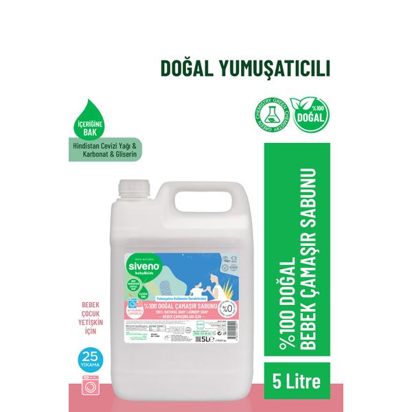 %100 Doğal Bebek Çamaşır Sabunu Kendinden Yumuşatıcılı Bitkisel Deterjan Vegan 5000 ml