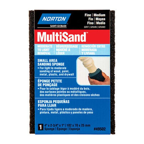 Norton 7660749502 80/120-Grit Ceramic Fine/Medium Sanding Sponge 2-3/4x4x1 in.